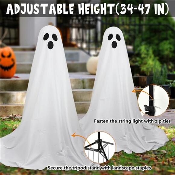 2 Packs Halloween Decorations Outdoor, Spooky Halloween Ghost Decor - Picture 3 of 7